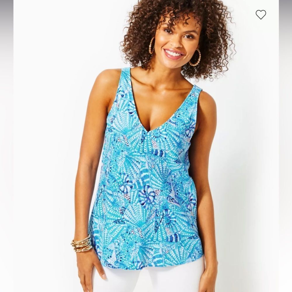 Florin Sleeveless Linen Top Color: Amalfi Blue By The Seashore